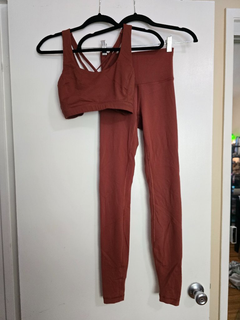 Lululemon Red/Brown High-Rise Tight 28" Legging & Sports Bra Set Size 0